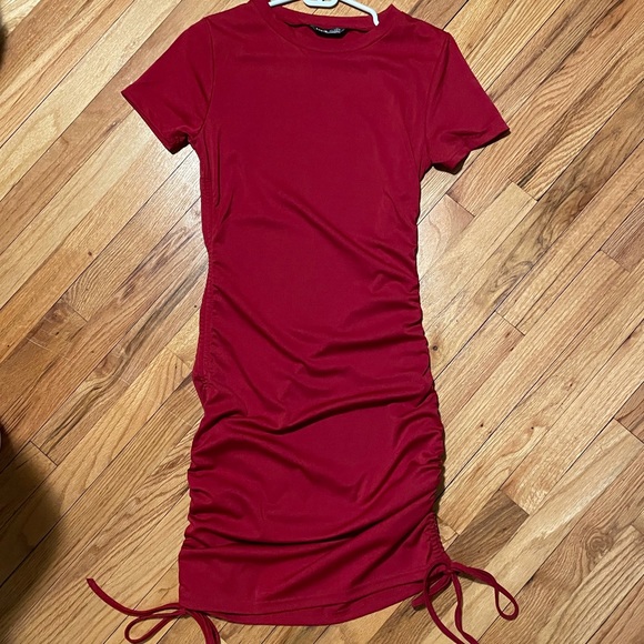 Wine Red Drawstring Dress - Picture 4 of 6